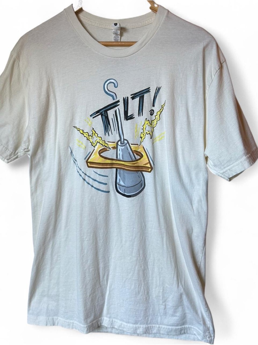 Stern Pinball Next Level Apparel White 'TILT!' Graphic Crewneck Tee